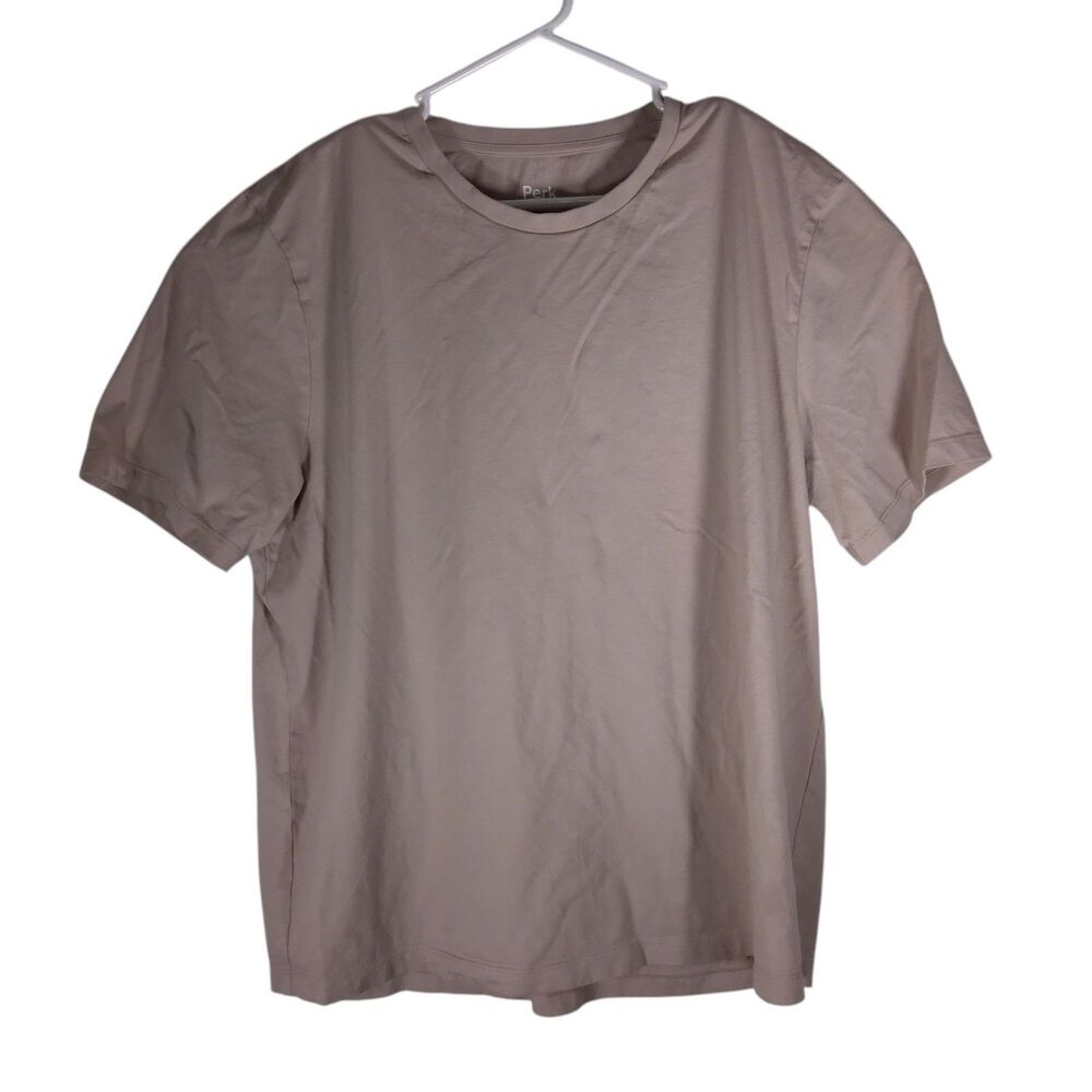 Perk tshirt mens XL XLarge beige short sleeve tee pima cotton crew neck